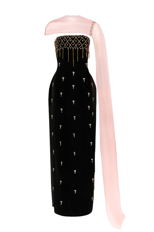 Aurelia Straight Across Bead Maxi Dress