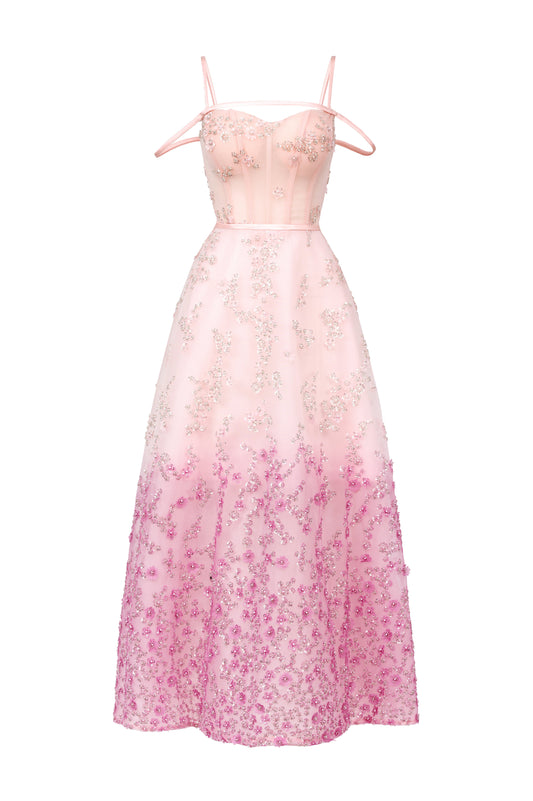 Jordan A-line Cold Shoulder Sleeved Polyester Maxi Dress