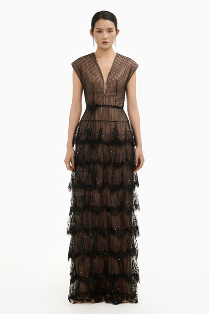 Noiré V-Neck Maxi Dress 