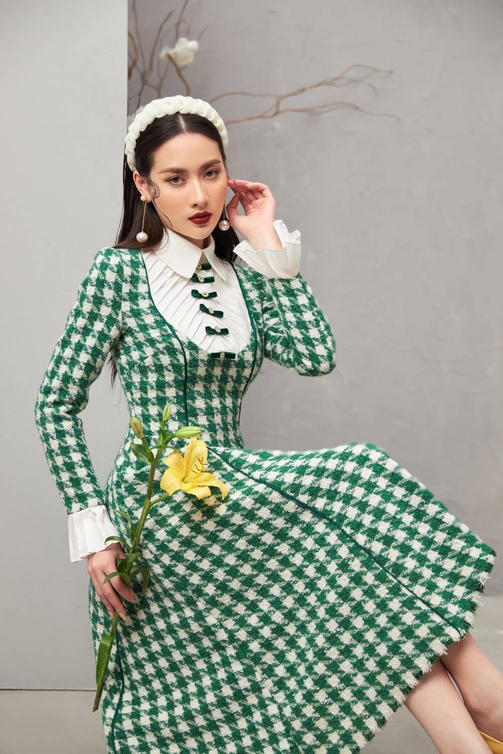 Ratih Long Sleeves Tweed Dress 