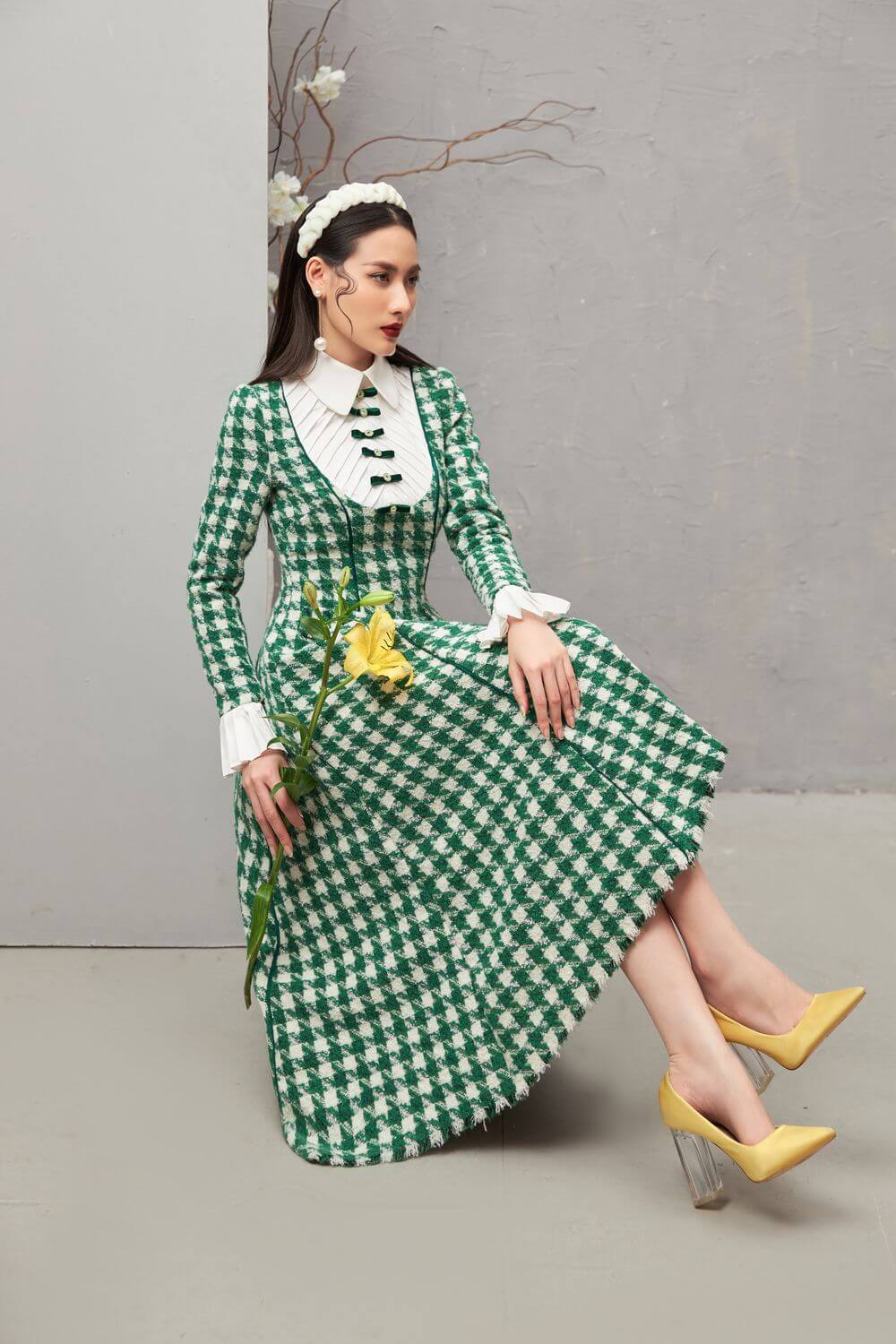 Ratih Long Sleeves Tweed Dress 
