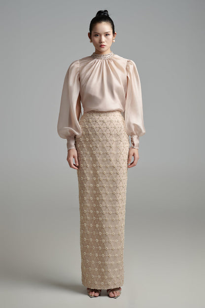Dylan Sheath Puffy Sleeved Polyester Maxi Set