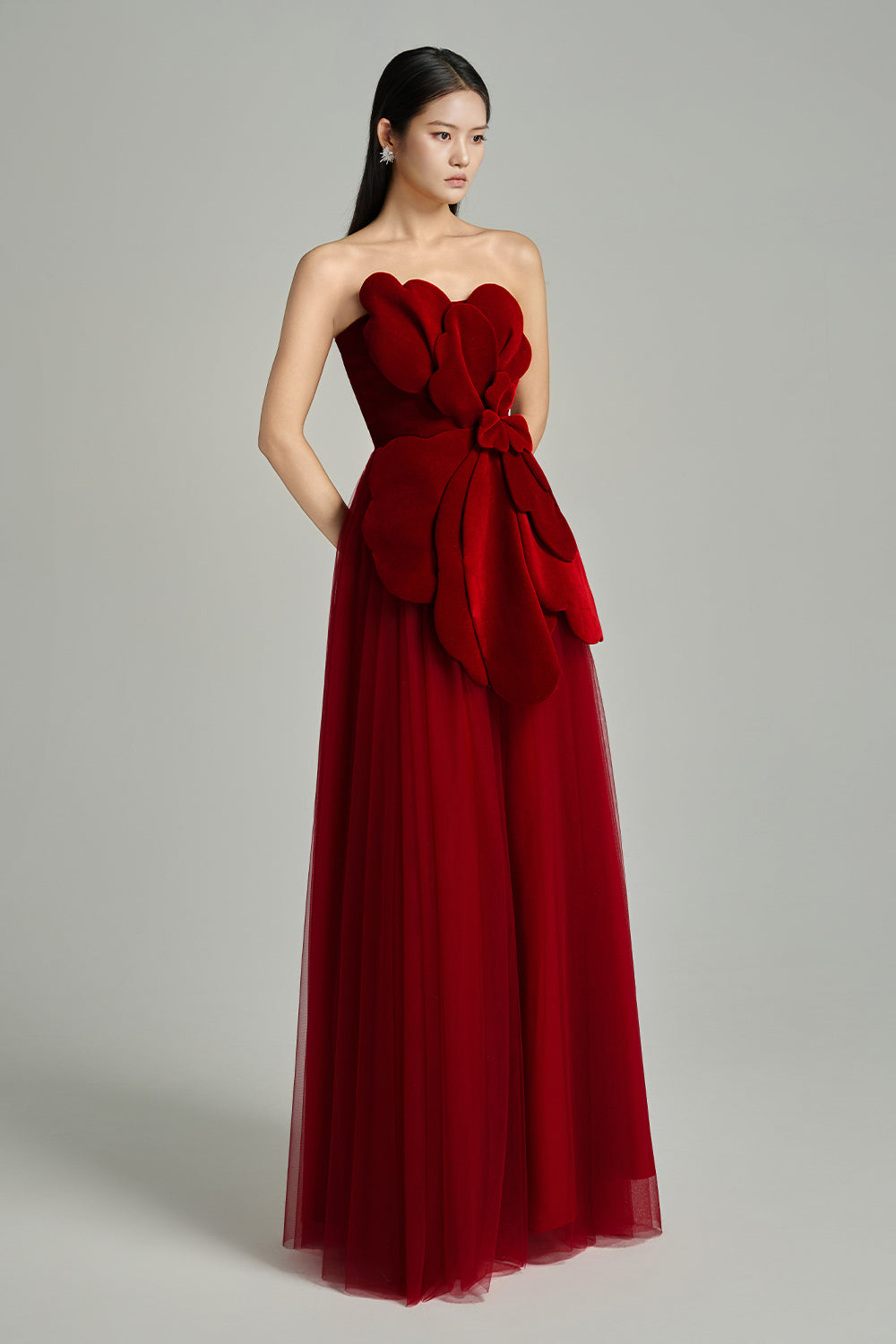 Landry A-line Gathered Polyester Floor Length Dress