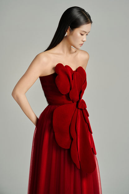 Landry A-line Gathered Polyester Floor Length Dress