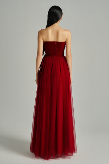 Landry A-line Gathered Polyester Floor Length Dress