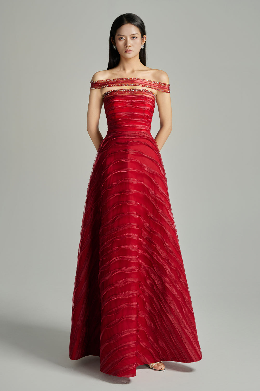 Ainsley Ball Gown Off-Shoulder Organza Maxi Dress