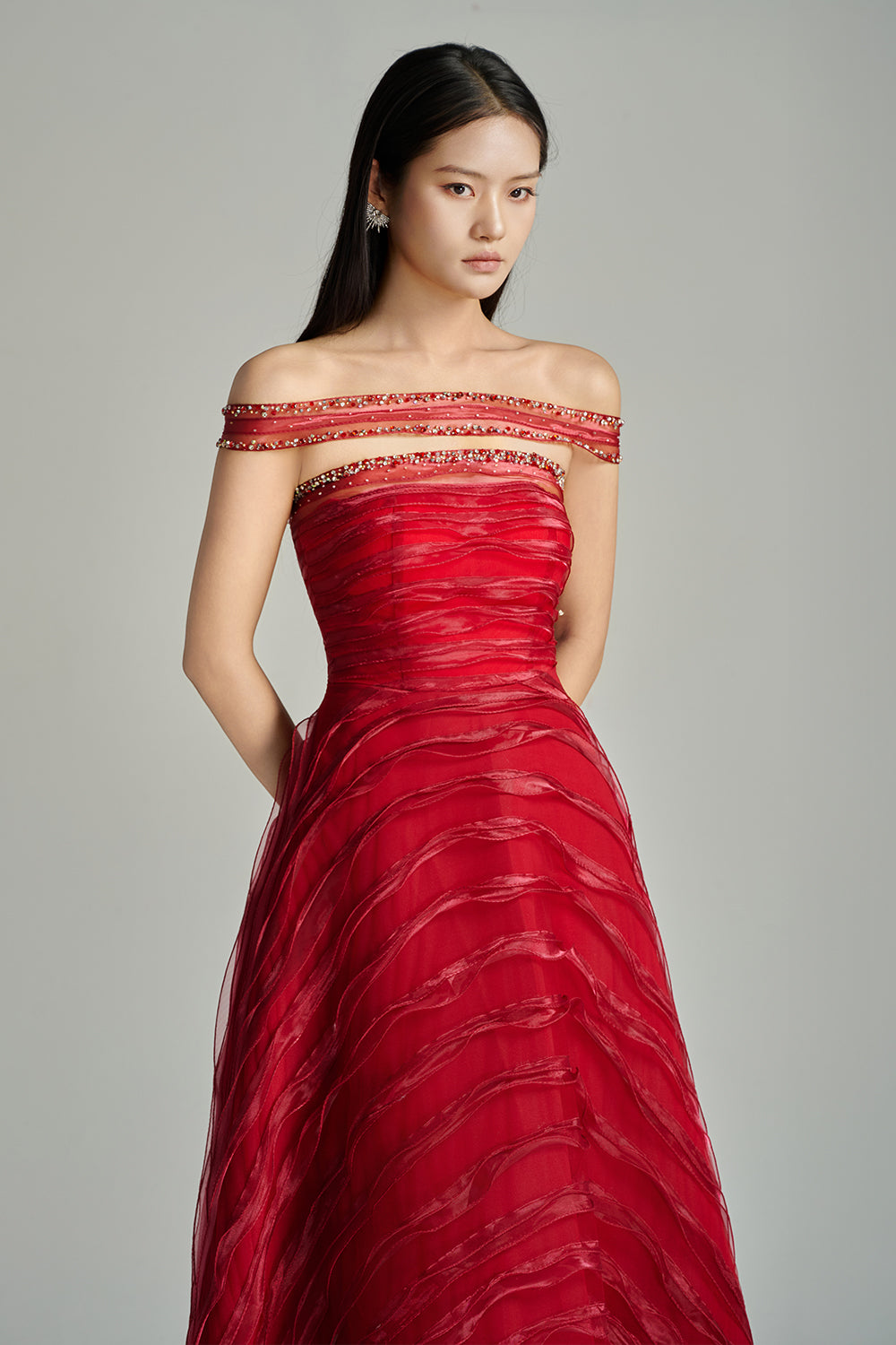 Ainsley Ball Gown Off-Shoulder Organza Maxi Dress