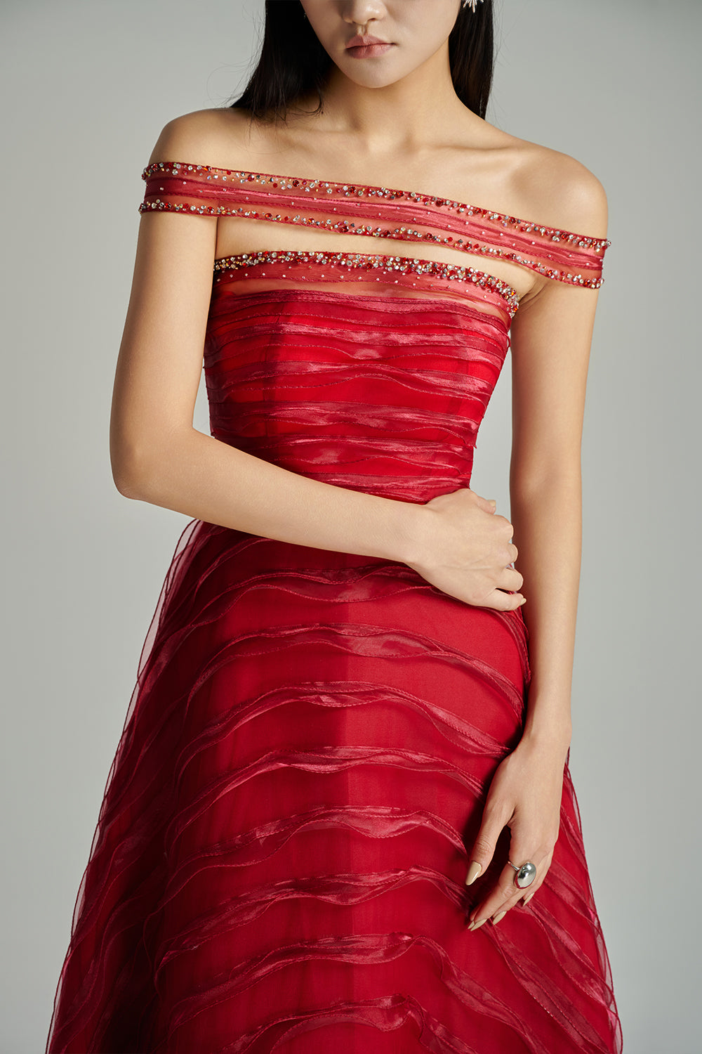 Ainsley Ball Gown Off-Shoulder Organza Maxi Dress