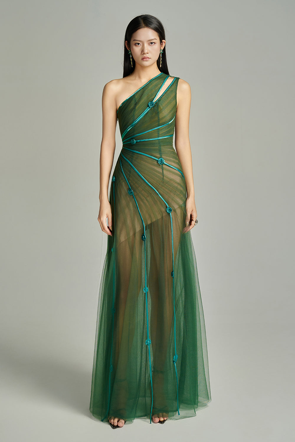 Makenna A-line One Shoulder Polyester Floor Length Dress
