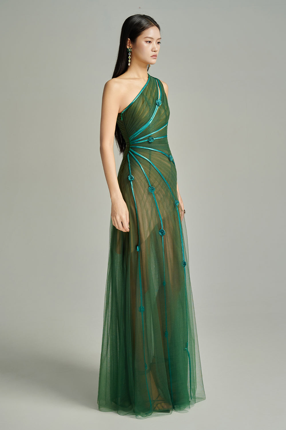 Makenna A-line One Shoulder Polyester Floor Length Dress