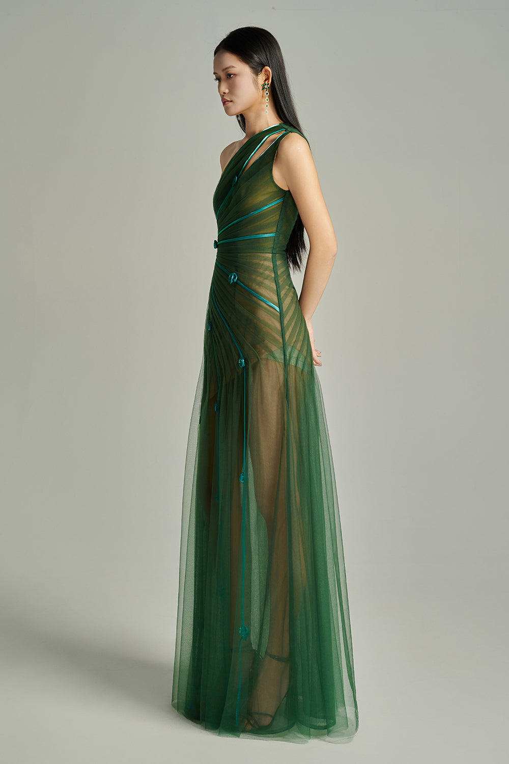 Makenna A-line One Shoulder Polyester Floor Length Dress