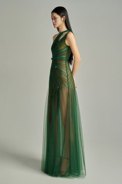 Makenna A-line One Shoulder Polyester Floor Length Dress