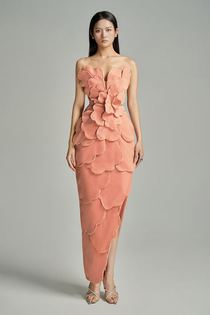 Tiana Pegged Sweetheart Neck Velvet Maxi Dress