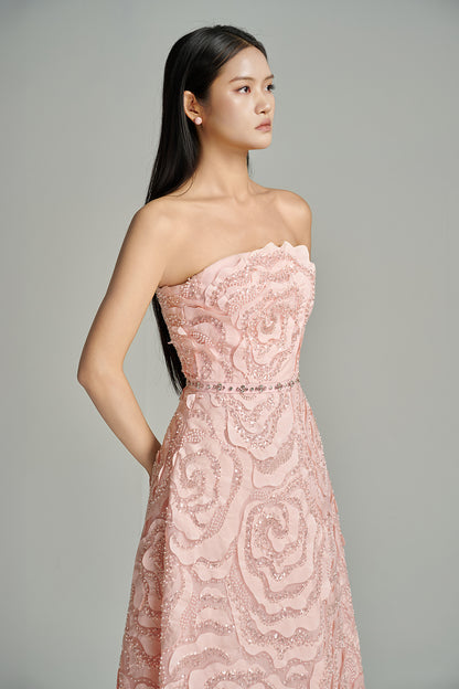 Lyra A-line Scarf Neck Polyester Maxi Dress