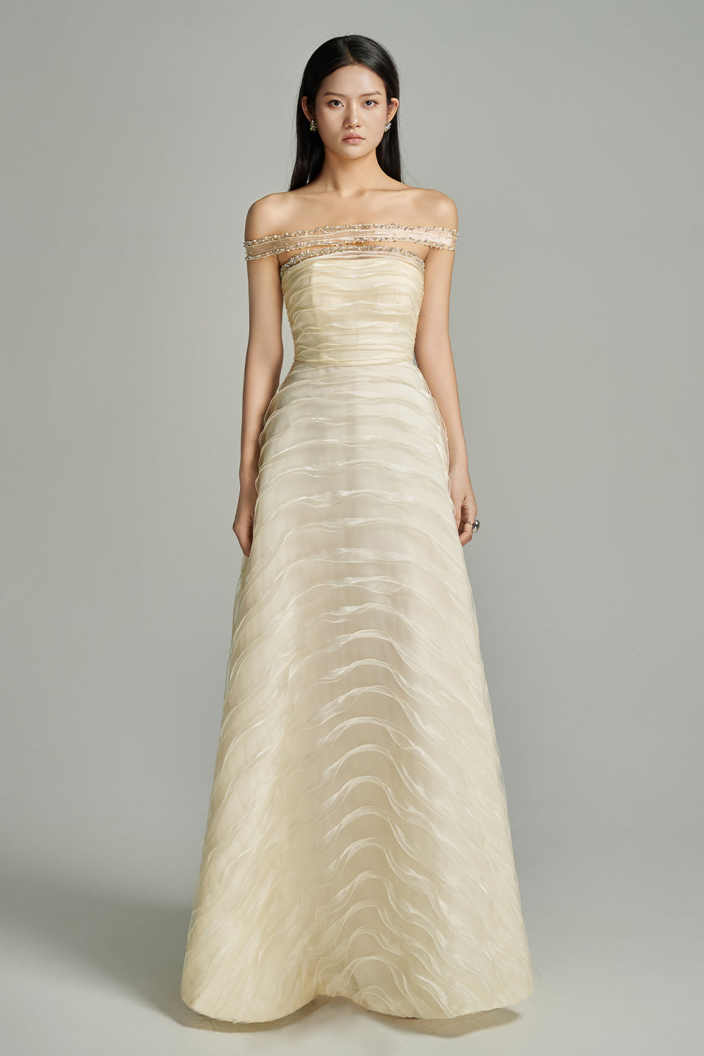 Ainsley Ball Gown Off-Shoulder Organza Maxi Dress