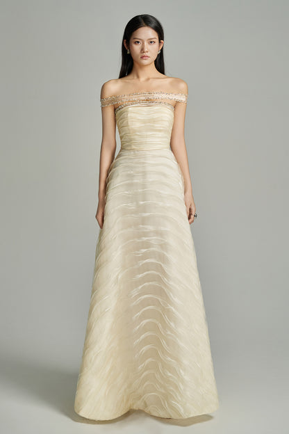 Ainsley Ball Gown Off-Shoulder Organza Maxi Dress