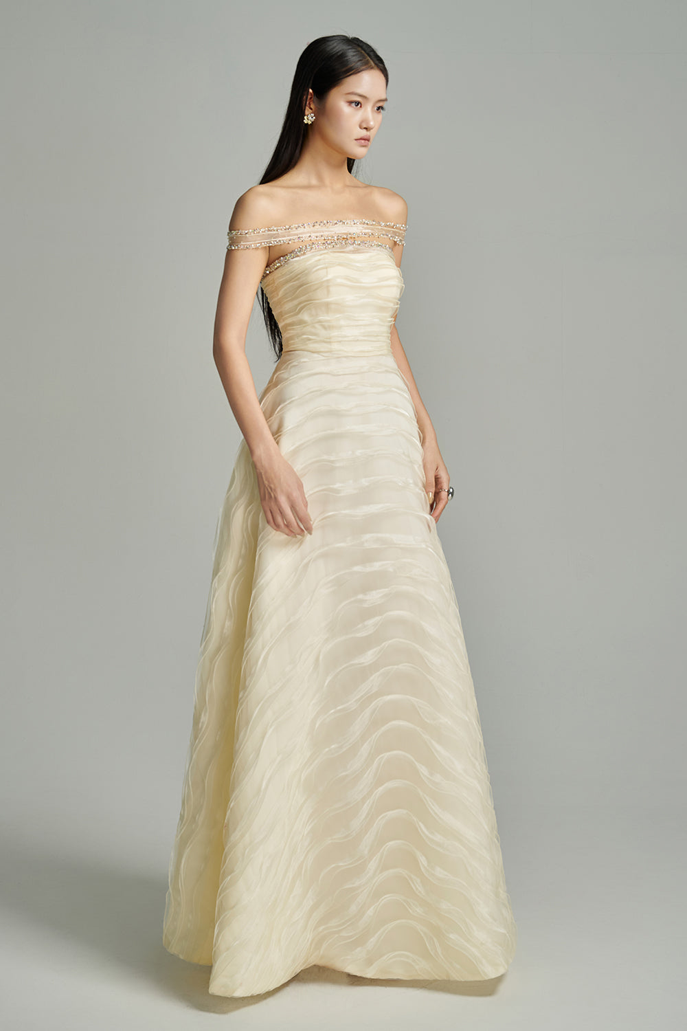 Ainsley Ball Gown Off-Shoulder Organza Maxi Dress