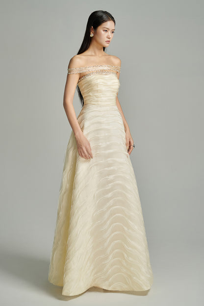 Ainsley Ball Gown Off-Shoulder Organza Maxi Dress