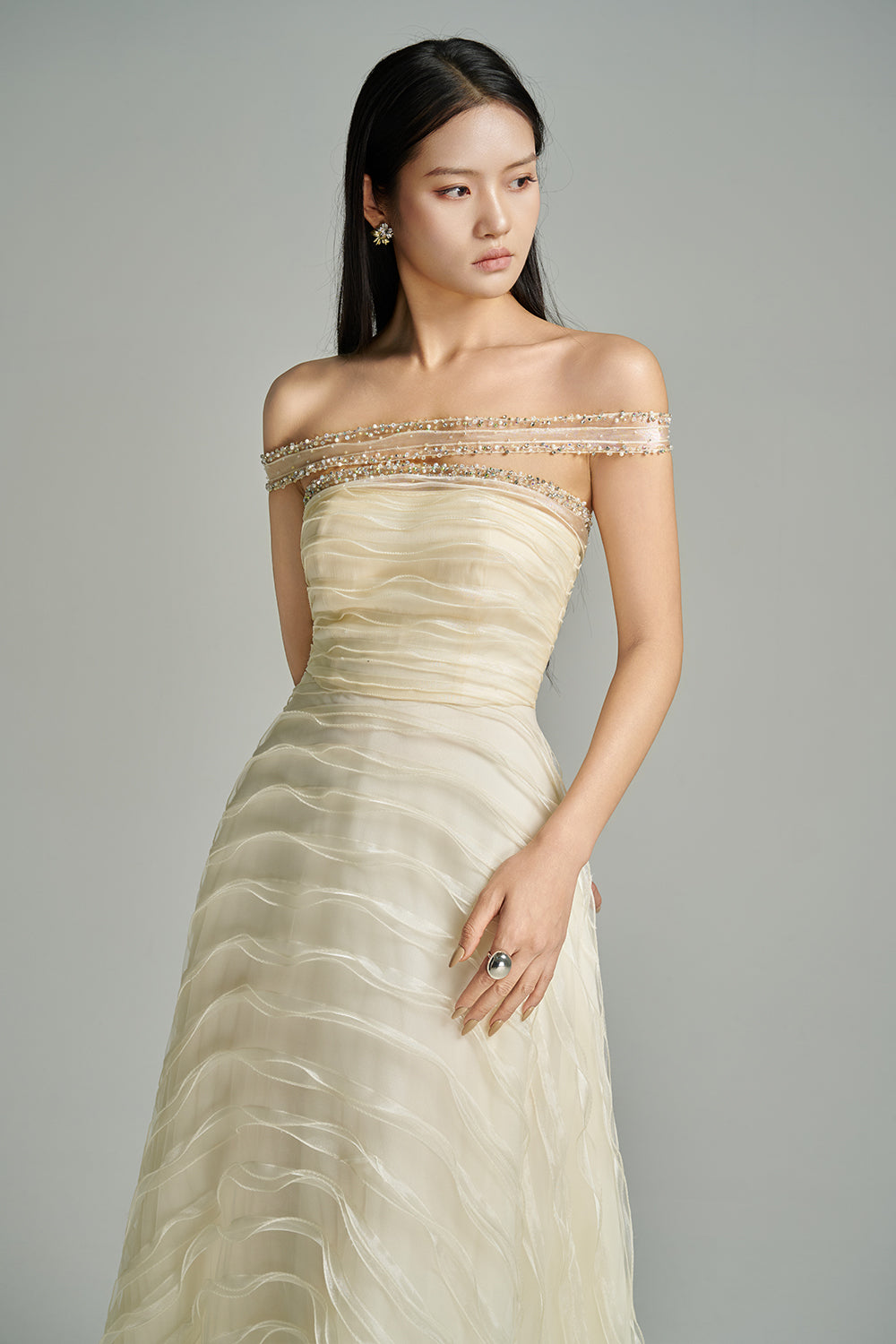 Ainsley Ball Gown Off-Shoulder Organza Maxi Dress