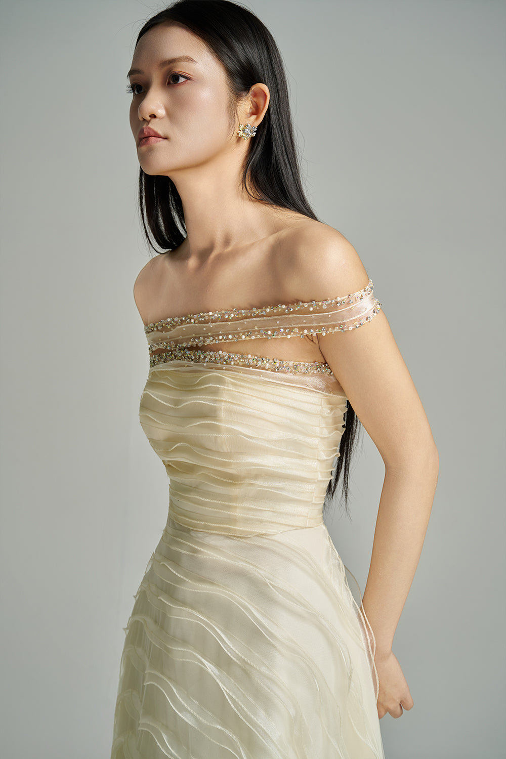Ainsley Ball Gown Off-Shoulder Organza Maxi Dress