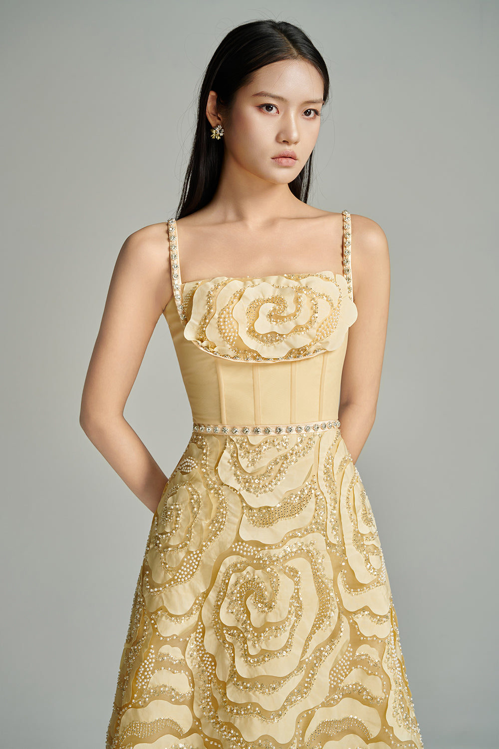 Miracle A-line Bead Polyester Maxi Dress