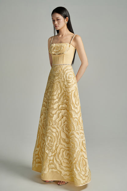 Miracle A-line Bead Polyester Maxi Dress
