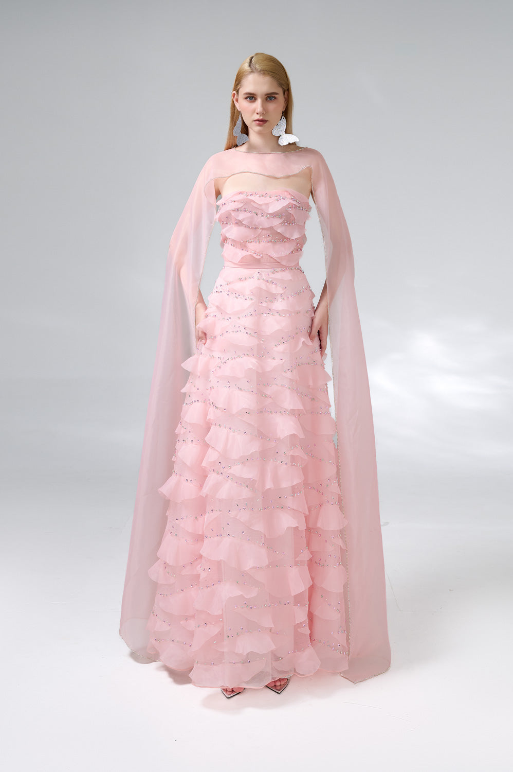 Preston Cape Ruffle Layer Organza Floor Length Set