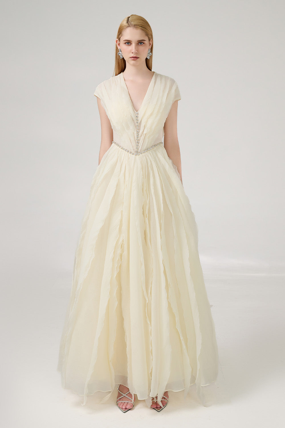 Hadassah Ball Gown V-Neck Organza Floor Length Dress