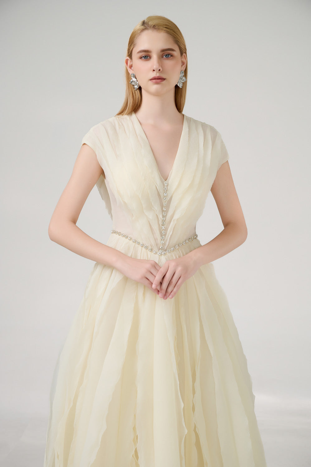 Hadassah Ball Gown V-Neck Organza Floor Length Dress