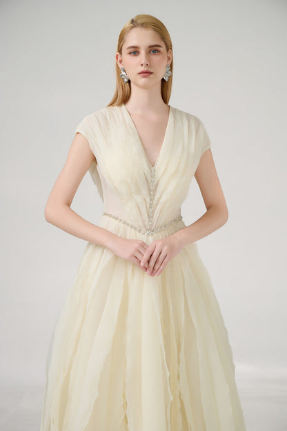 Hadassah Ball Gown V-Neck Organza Floor Length Dress