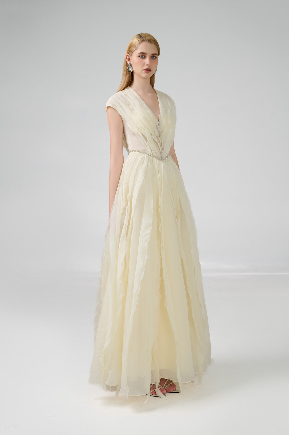 Hadassah Ball Gown V-Neck Organza Floor Length Dress