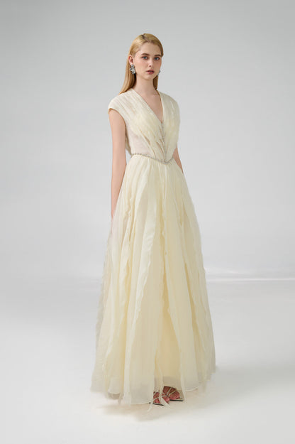 Hadassah Ball Gown V-Neck Organza Floor Length Dress