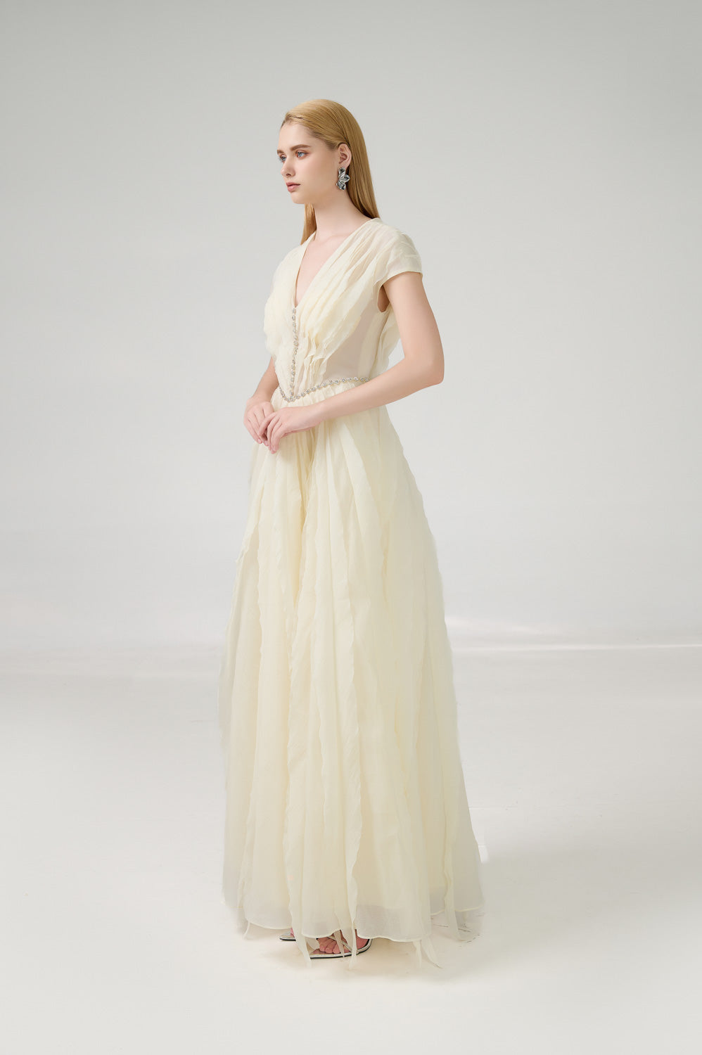 Hadassah Ball Gown V-Neck Organza Floor Length Dress