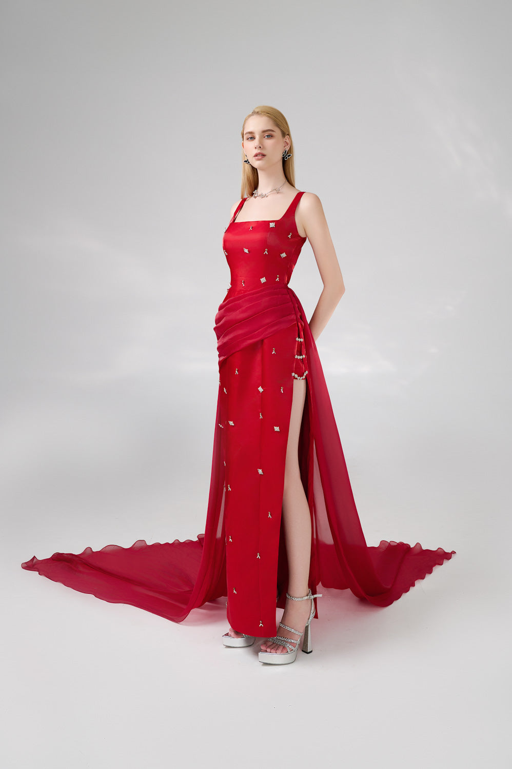 Thatcher Sheath Extended Flap Twill Floor Length Dress