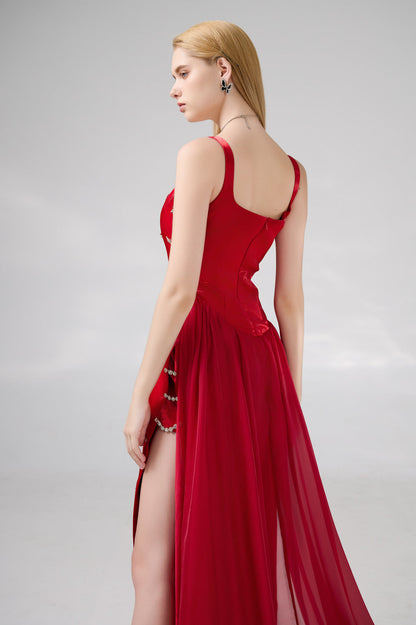 Thatcher Sheath Extended Flap Twill Floor Length Dress