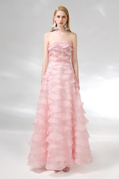 Arjun Strapless Stone Organza Floor Length Dress