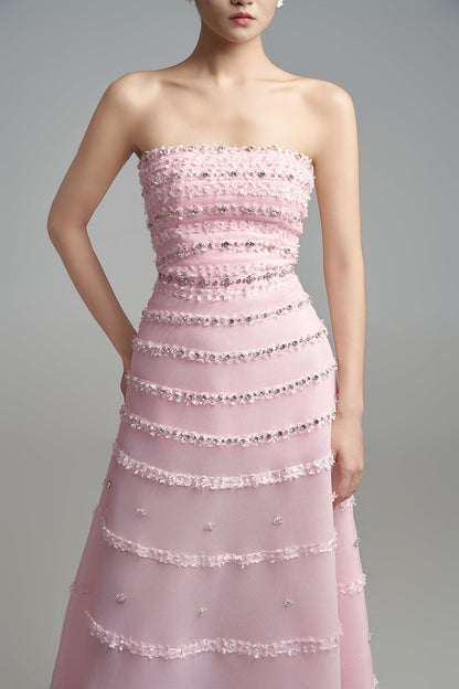 Legacy A-line Ruffle Trim Polyester Maxi Dress