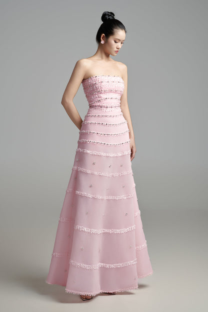 Legacy A-line Ruffle Trim Polyester Maxi Dress