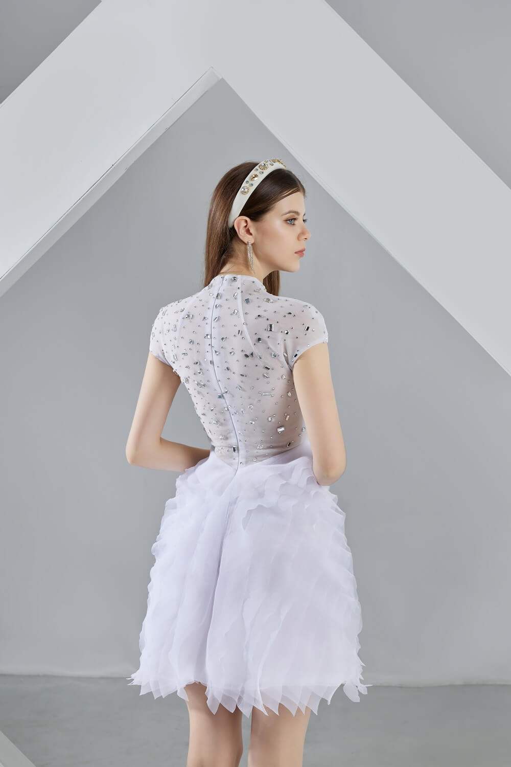 Savanna Puffy Short Sleeved Organza Mini Dress