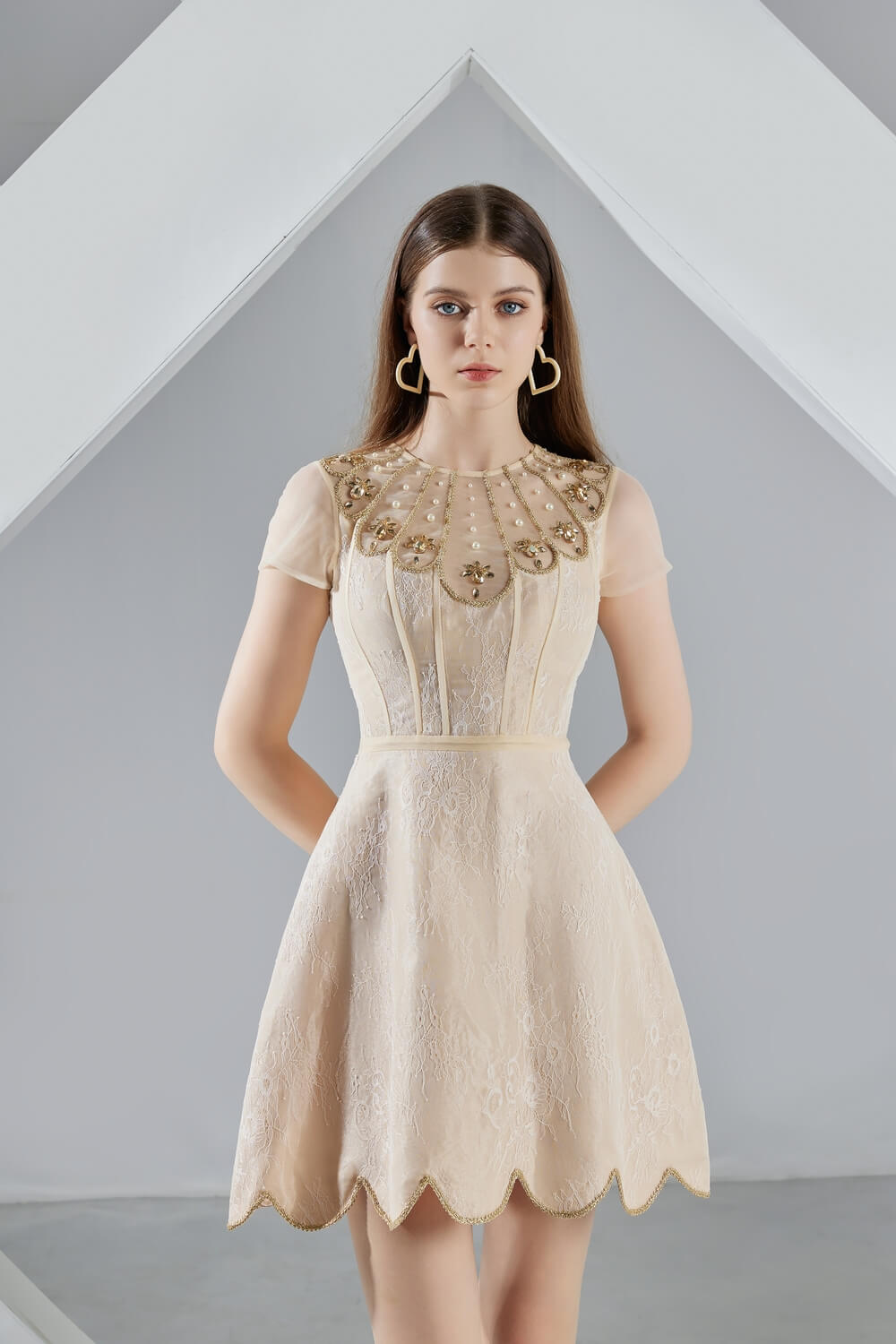 Freyja A-line Short Sleeved Organza Mini Dress