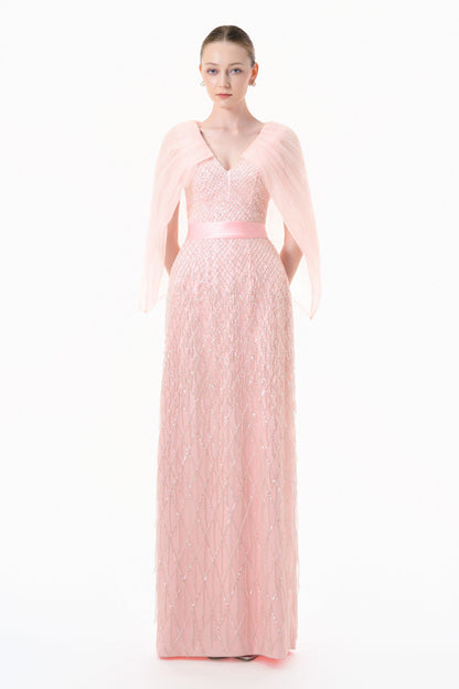 Vela Cape Sleeve Maxi Dress