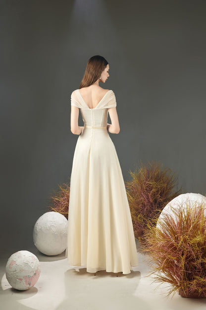 Farlay A-line Pleated Sleeved Organza Maxi Dress