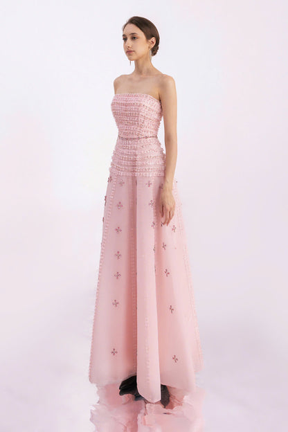 Birdie Fit and Flare Stone Organza Maxi Dress