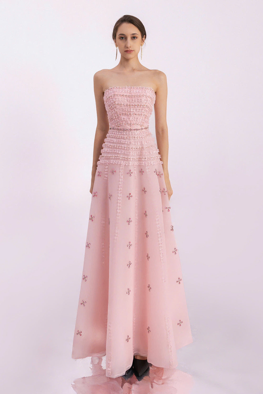 Birdie Fit and Flare Stone Organza Maxi Dress