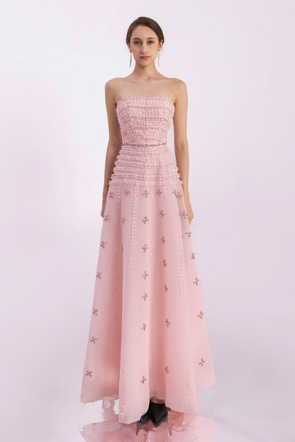 Birdie Fit and Flare Stone Organza Maxi Dress