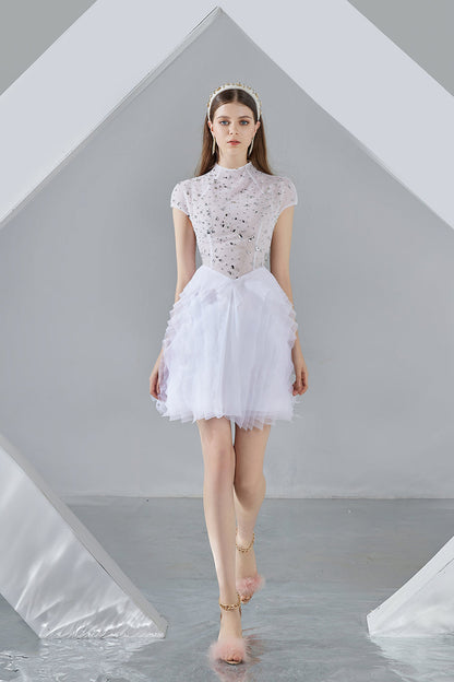 bhldn ava short-sleeve organza mini dress Bhldn Ava Short Organza Dress Anthropologie