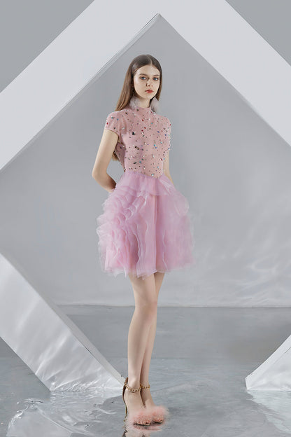 Emerie Layered Short Sleeved Organza Mini Dress Emerie Layered Short Sleeved Organza Mini Dress