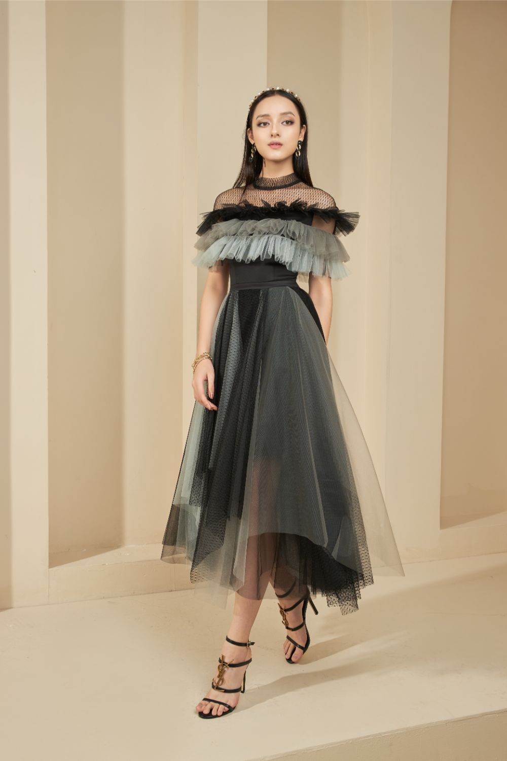 Dermot Layered Ruffle Dress 