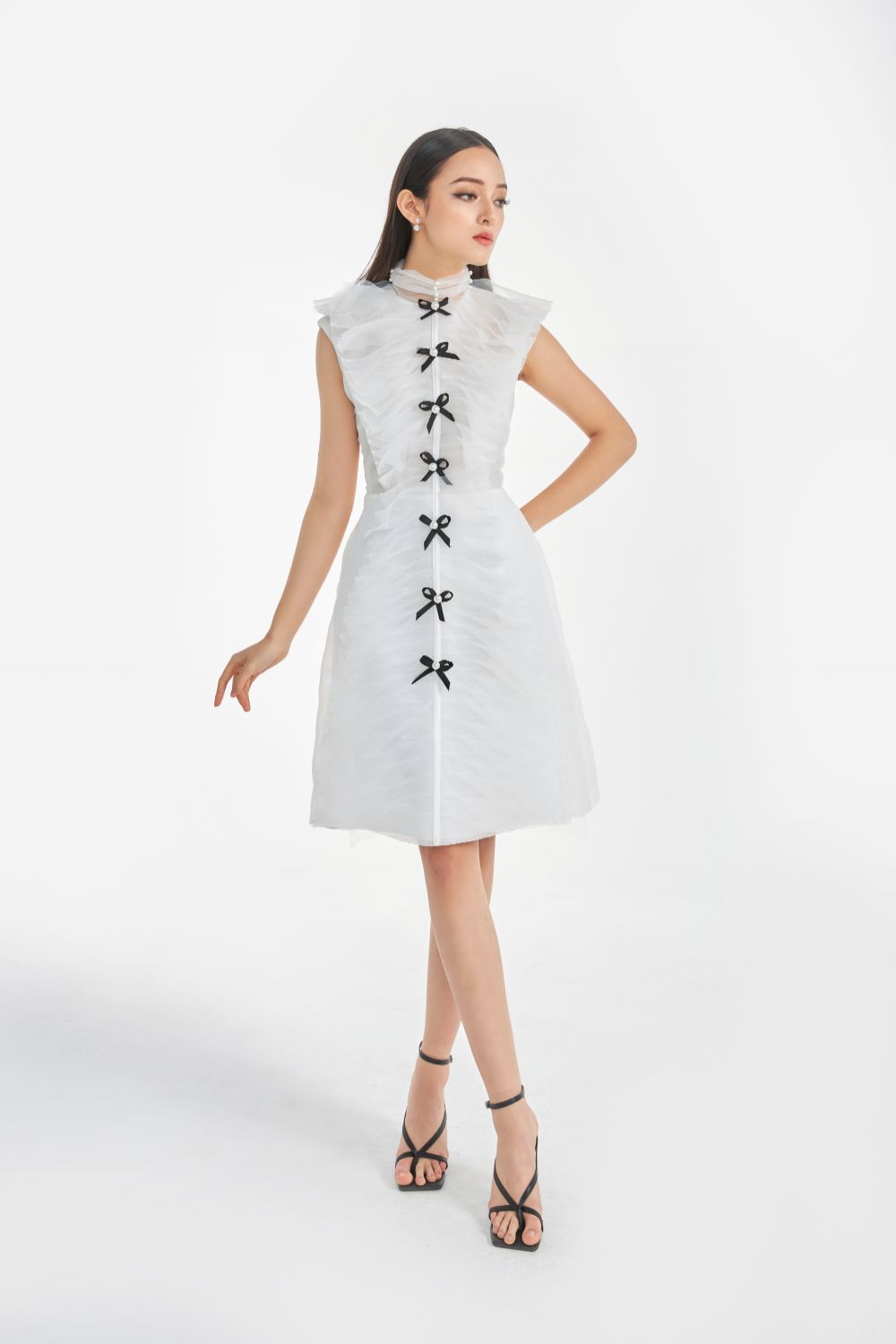 Grande Sleeveless Dress With Bow Ties | Knee Length Dress Happy Clothing Grande Sleeveless Dress With Bow Ties | Knee Length Dress Happy Clothing
