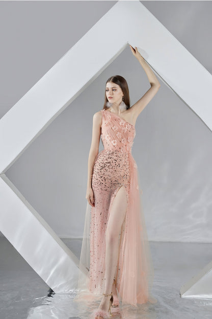 one shoulder organza dress One Shoulder Silk Organza Wedding Dress: Minimalist Bridal Gown